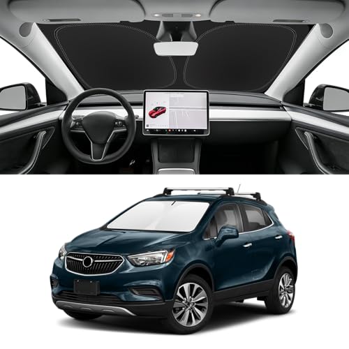 Image of Custom Fit Windshield Sun Shade for Buick Encore 2013-2026 | Blocks UV Rays and Sun Heat, Helps Reduce Interior Temperature, Protects Dashboard from Fading, Folds Easily for Storage