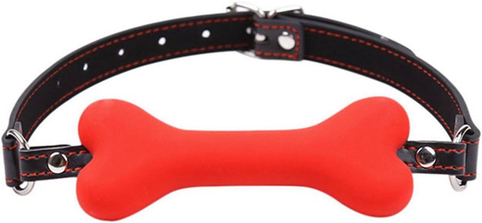 Bite Dog Bone Open Mouth Gag Fetish Bondage Restraints Adult Game Sex Toys (Red)