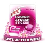 Harpic Hygienic Fresh Sticker Adhesive Toilet Block, Floral, Pack 1 x 4 Stickers, Toilet Freshener, No Plastic Applicator, Up to 8 weeks of Freshness