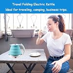 Food Grade Silicone Portable Collapsible Electric Travel Kettle (Blue) - Image 4
