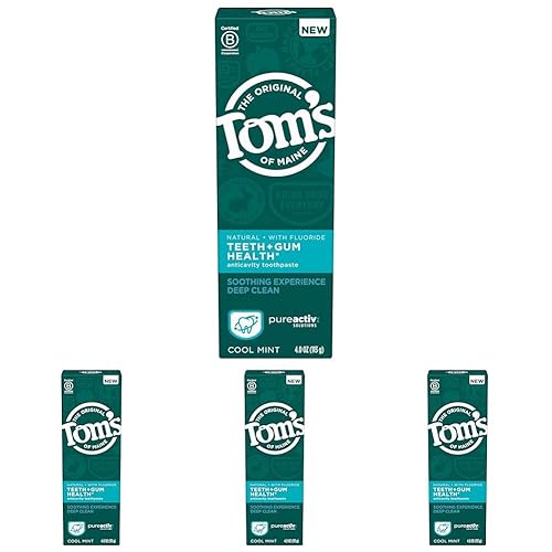 Tom's of Maine PureActiv Dientes + Gum Health* Gel anticaries pasta de dientes, menta fresca, 4.0 onzas (paquete de 4)