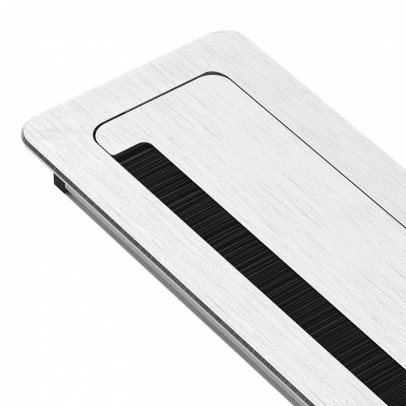 Protezione da tavolo, 1 pezzo in alluminio 200 x 96 mm cavo da scrivania in PC con passacavi per scrivania da ufficio con spazzola nera organizer per cavi