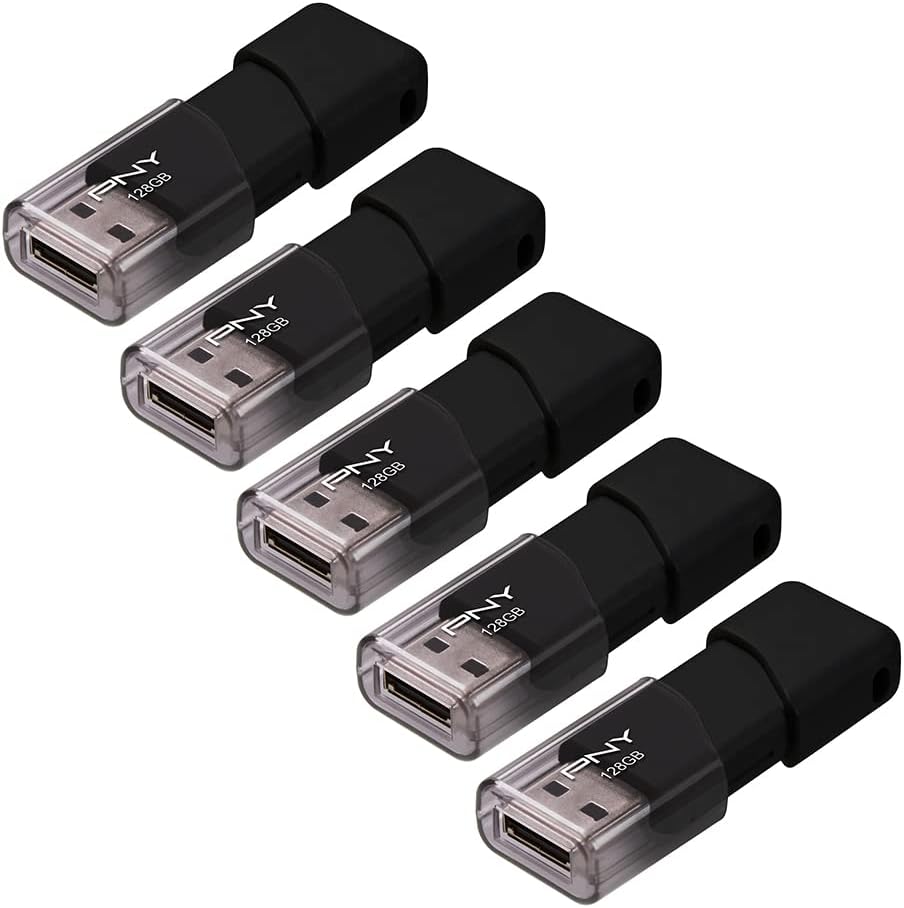 PNY P-FD128X5ATT03-MP 128GB Attaché 3 USB 2.0 Flash Drive, Black (Pack of 5)