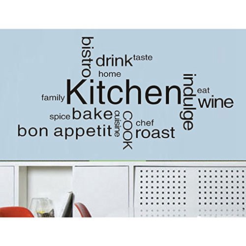 Colorfulhall 23.6" X 47.2" Wall Decals Decor Murals Kitchen Quote Wall Saying Lettering Words Vinyl Wall Decal Mural Sticker Drink Wine Cook Taste Diy Pvc Removable Sticker Decal Decoration #TOP8