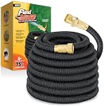 Flexi Hose Jardin extensible Hose, Léger & Jardin flexible sans évier Hose, Raccords en laiton massif de 3/4 pouces et double latex, 75 Ft Noir
