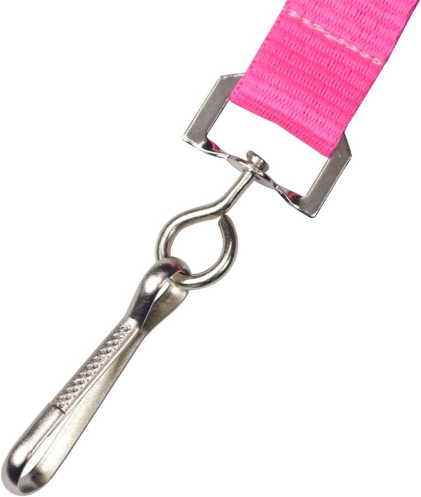 Specialist ID Bulk 100 Pack - Bright Wide Neon Pink Lanyards for Name Badges with Safety Breakaway Neck Clasp & ID Badge Holder J Clip - High Visibility Neon for Name Tag, Keys, Cruise, Student ID
