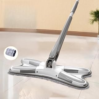 モップ 拭き掃除 回転式 水拭き バタフライ型 X型 吸水性 手洗い不要 360度 ドライ＆ウェット両用 床掃除 エネルギーディア バルコニー掃除 油汚れを簡単に絞り出し 畳/床/玄関/浴室掃除 家庭用 業務用 (モップ*1+交換用クロス*2) (拖把*1+替换布*2,a)