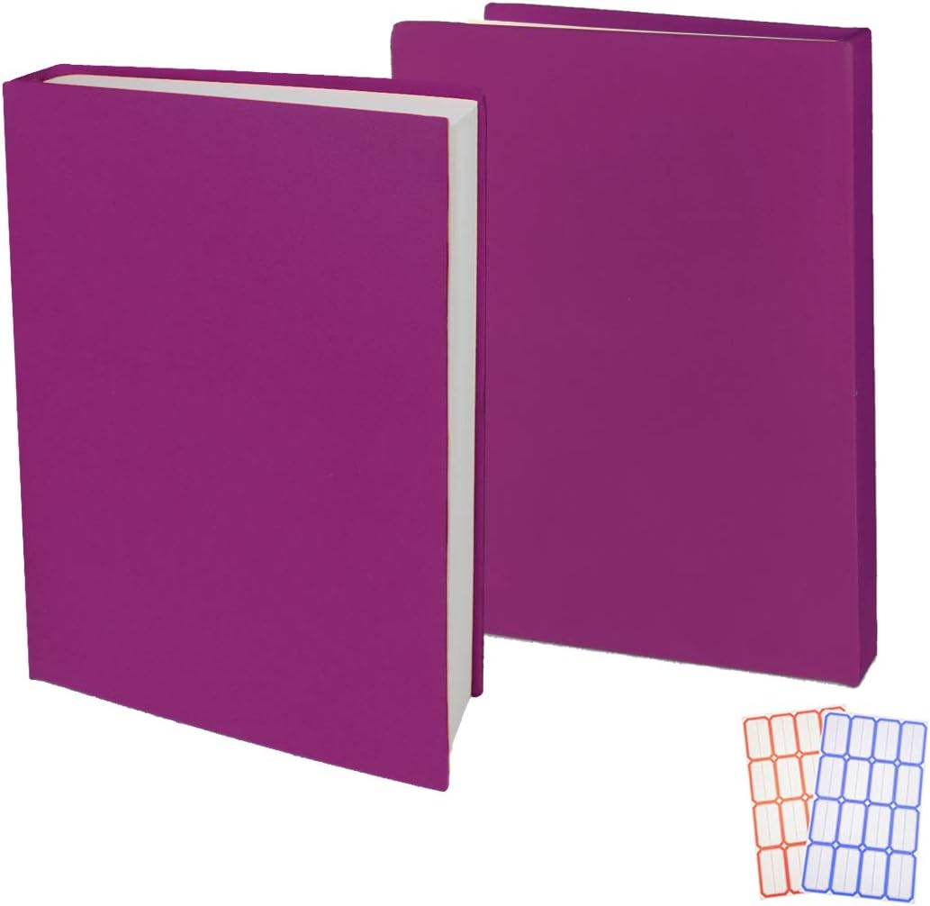 2 Pack Stretchable Book Sleeve Covers, for Paperbacks Hardcover Textbooks up to 9" x 12", Office Supplies with Free Sticker Labels (2 Pack, Rose Red)