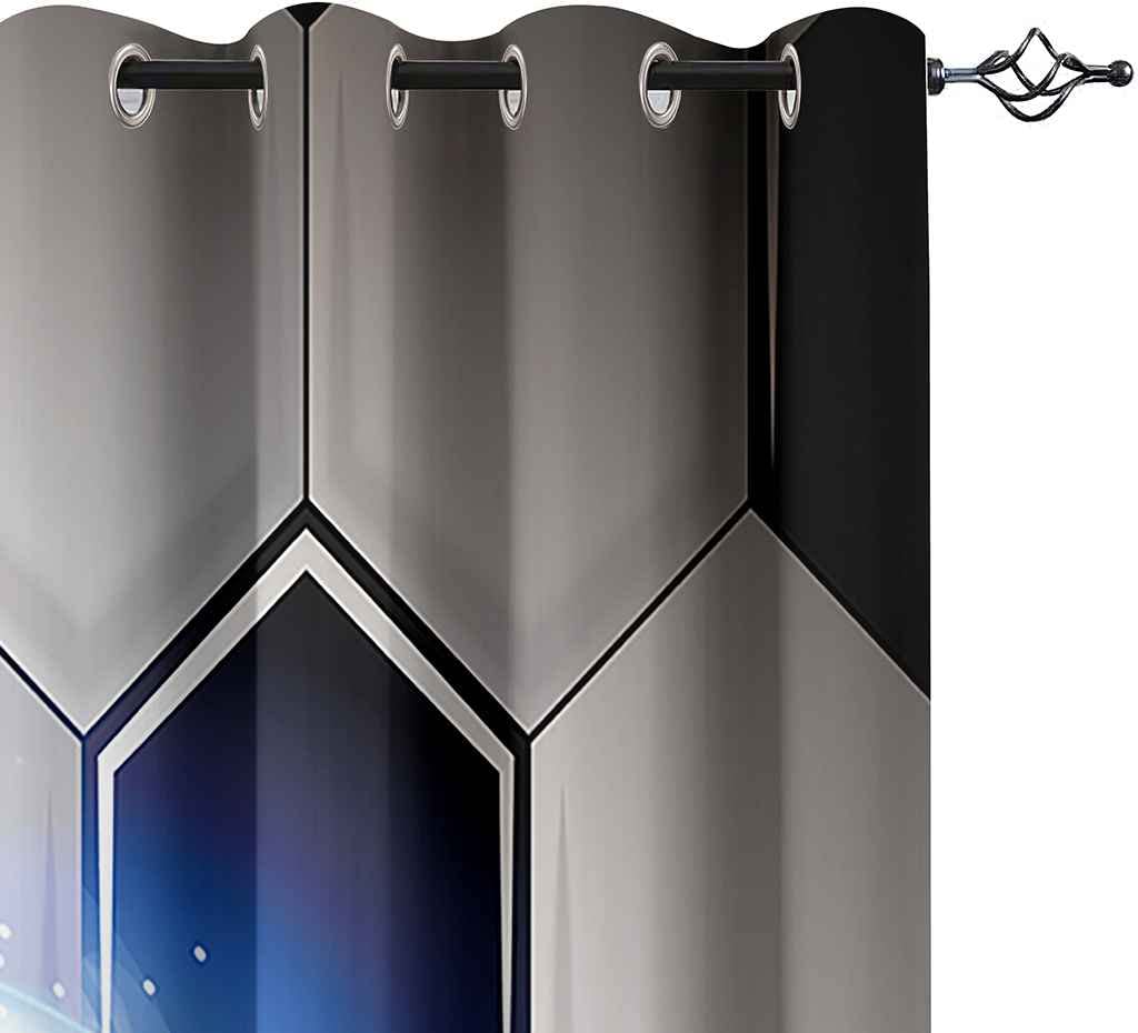 Gardinen Kinderzimmer Schlafzimmer B234cm x H230cm Thermovorhang Verdunkelungsvorhang Modern Polyester Vorhänge 3D Gedruckt Abstrakter Fußball Kreativ Muster Blickdicht Ösenvorhang 2Er Set
