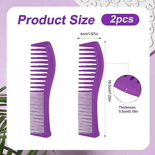 2 peines para cabello, plástico, dientes anchos y finos miniatura 2