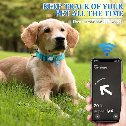 Ledeak Taktisches AirTag Hundehalsband, Wasserdicht Integriertes Apple AirTag Halter Reflektierendes Hunde Halsbänder, Gepolstertes Hundehalsband für Kleine, Mittlere und Große Hunde (Rot, M)