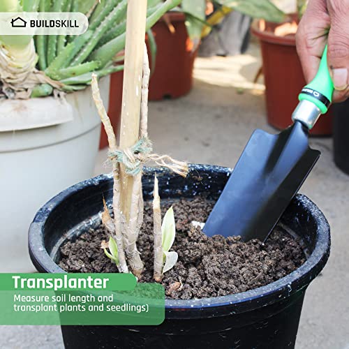 Buildskill GTS010 Gardening/Planting Hand Tool Kit, Rust Free Trowel, Transplanter, Weeder, Hand Rake & Cultivator, Heavy Duty Gardening Tool Kit for Home Gardening (Green) (Pack of 5)