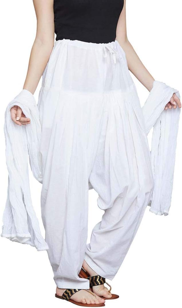 Prabha Creations Women's Loose Fit Patialas With Dupatta