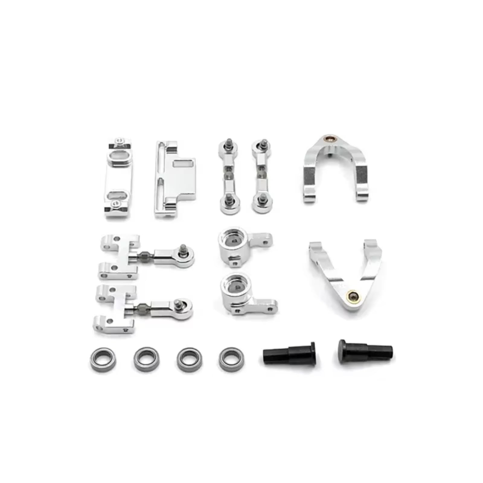 Rc Special Connecting Rod for Wpl D12 1/10 Upper and Lower for Swing Arm Steering Cup Hexagonal Adapter Connecting Rod Set Accessories Upgrade Parts Rc Model Crawler Car(Silver)