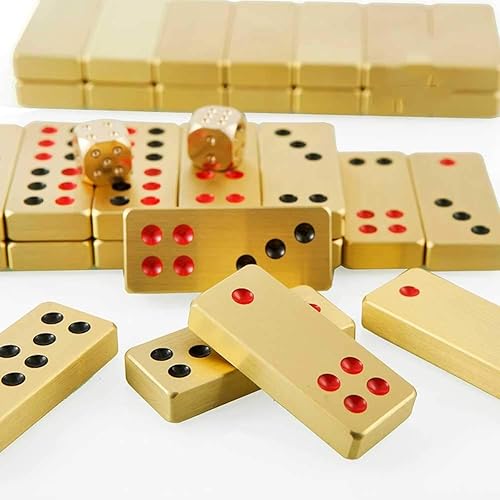 Miniatura 3 de Pai Gow Tiles - Juego de azulejos chino Pai Gow Brass para el hogar frotar a mano Pai Gow engrosar Tian Kau Mahjong Premium 32 Pai Gow talla  L