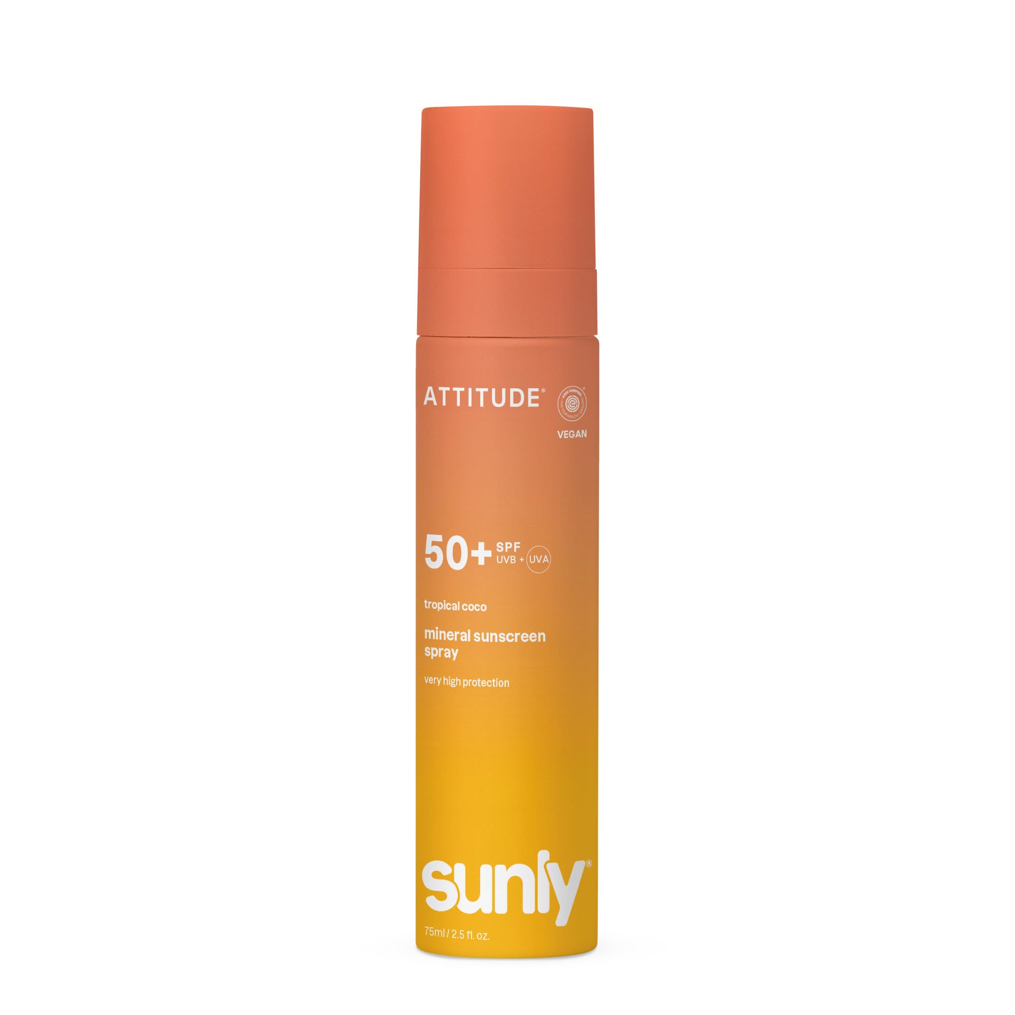 ATTITUDE Mineral Sunscreen Lightweight Lotion SPF 50, Broad Spectrum Zinc Oxide, EWG Verified, Non-Nano, Water-Resistant 80 Min, Non-Greasy Face & Body, Tropical Coco, 80 g