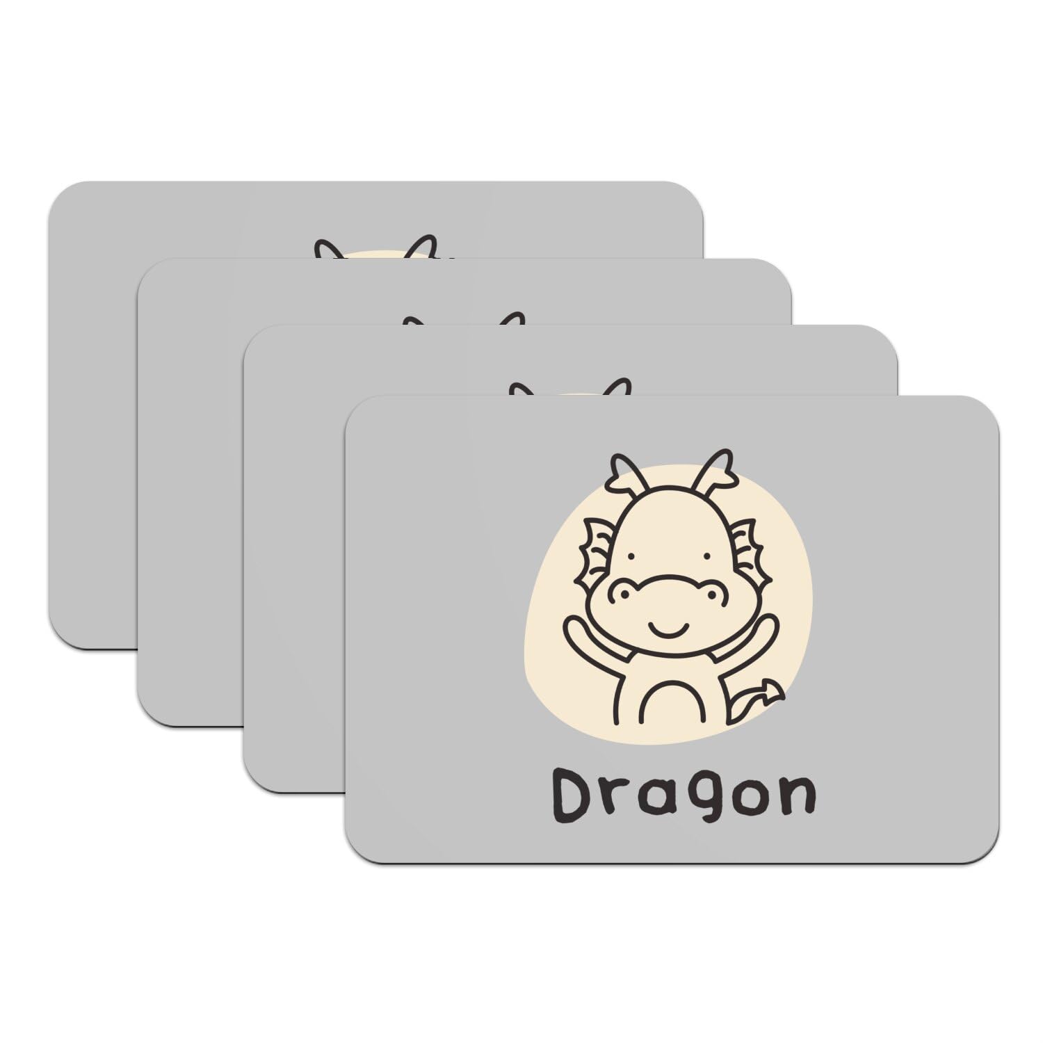 Dessous de table zodiaque chinois dragon gris lot de 4 grand format