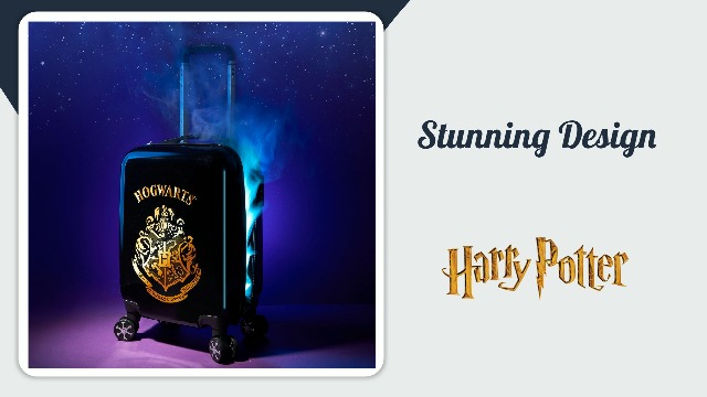 Maleta Harry Potter Para Niños Y Adolescentes - 4 Ruedas, Diseño Hogwarts, Ideal Para Viajes Y Colegio (67cm, 60L, Negro)