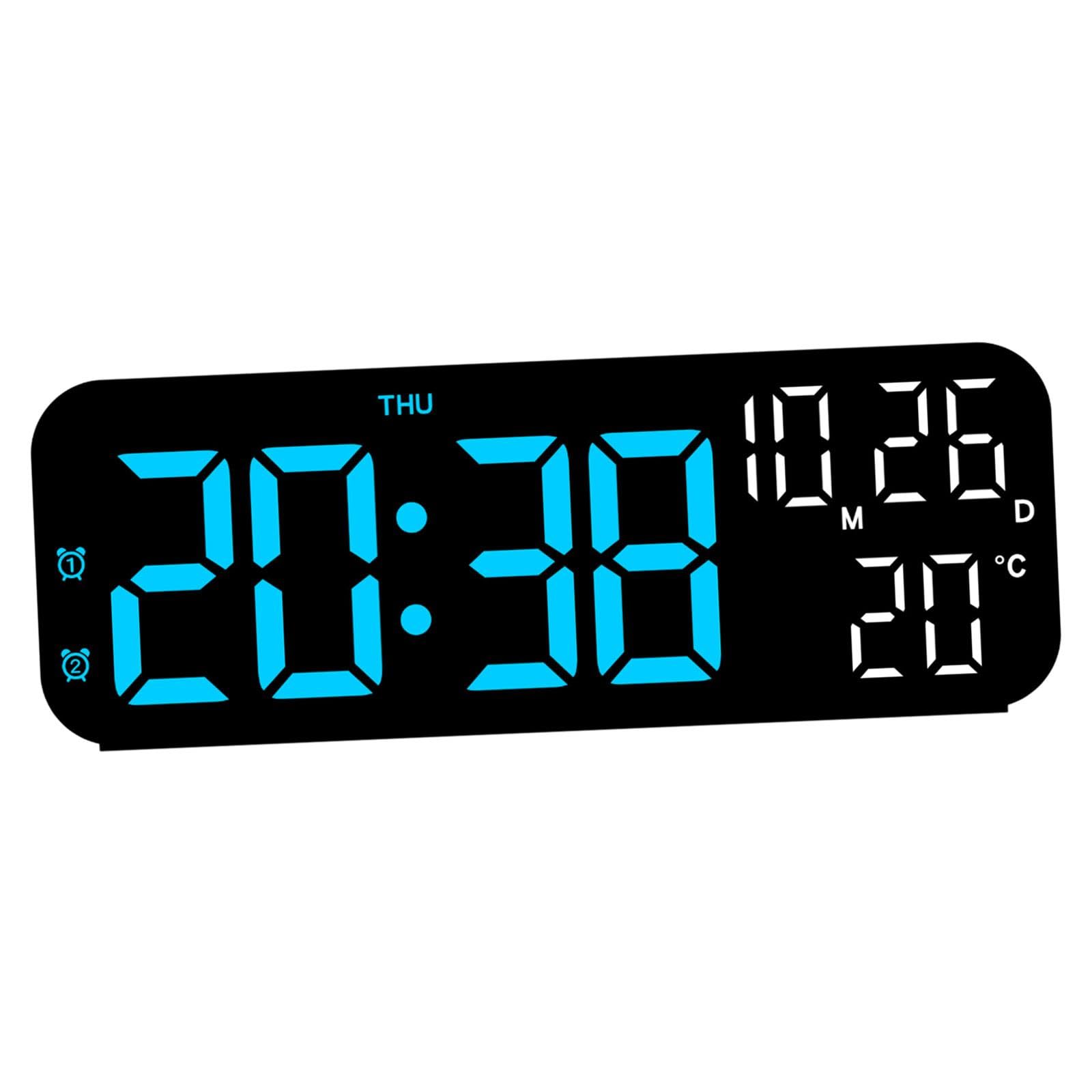 rockible Sveglia Digitale con Calendario, luminosità Regolabile 12/24 Ore, con Luce Ambientale, Display della Temperatura per dormitorio Domestico in Classe, Arancione