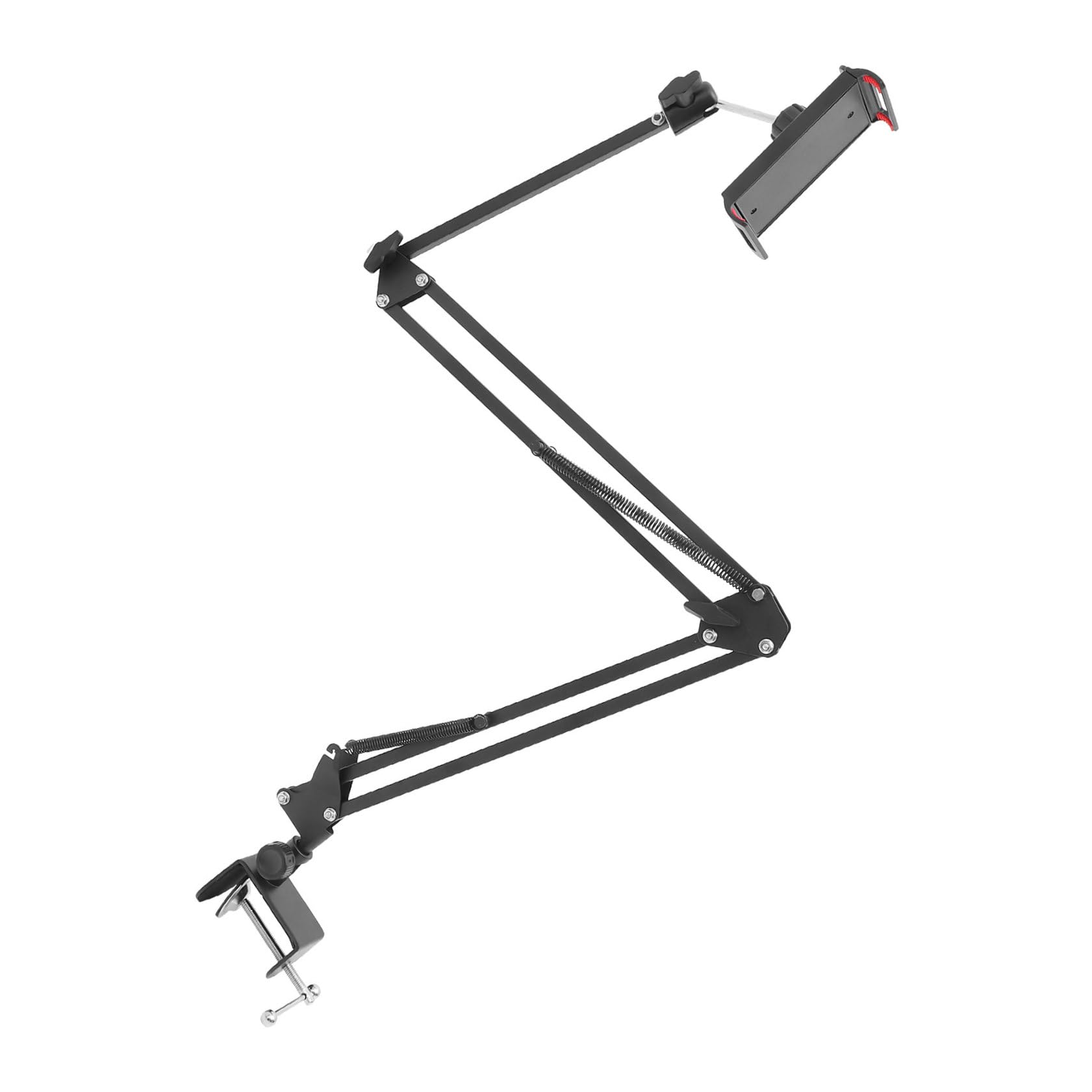 SEWACC Klappbare Tisch Tablette Halterung aus Metall, Ausziehbar Schwarz | Tablette und Smartphone, für Küchenmöbel und Horizontale Flächen, Legierungskunststoff