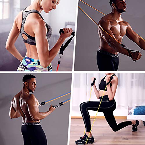 SMATIS Resistance Bands Set Workout Bands, 12 Pack Exercise Bands Portable Home Gym Accessories for Arm, Back, Leg, Chest, Belly, Glute (Yoga, Pilates, Perfect for Squats.)