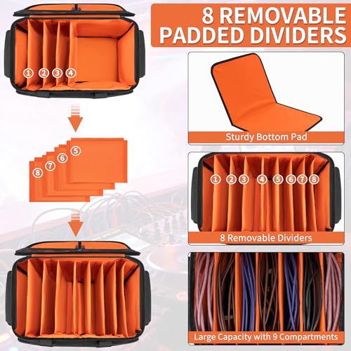Image of IBVIVIC Large DJ Cable File Bag, Travel Gig Bag With Adjustable Dividers Dj Cable Gig Bag for Cables, Cords, DJ Gear, Musicians Accessories, 20 inch