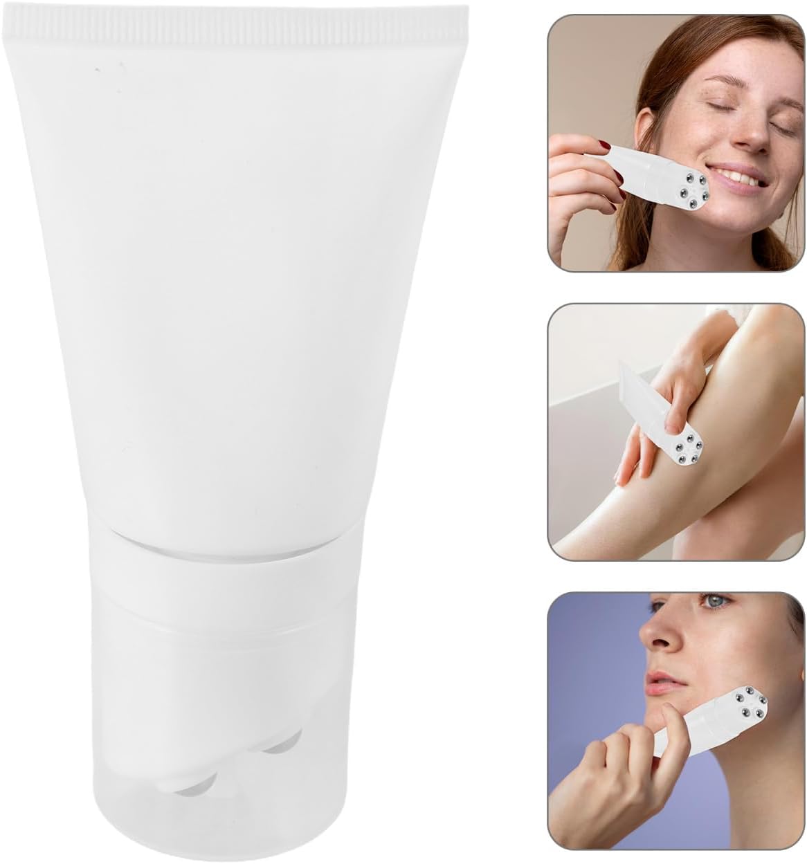 FRCOLOR 50ml Refillable Empty Tubes Bottles Portable Roller Ball Bottles Caps Tubes for Slimming Cream and Facial Massage and Leak for Sample Shampoo Makeup Facial Cleanser Lip Gloss