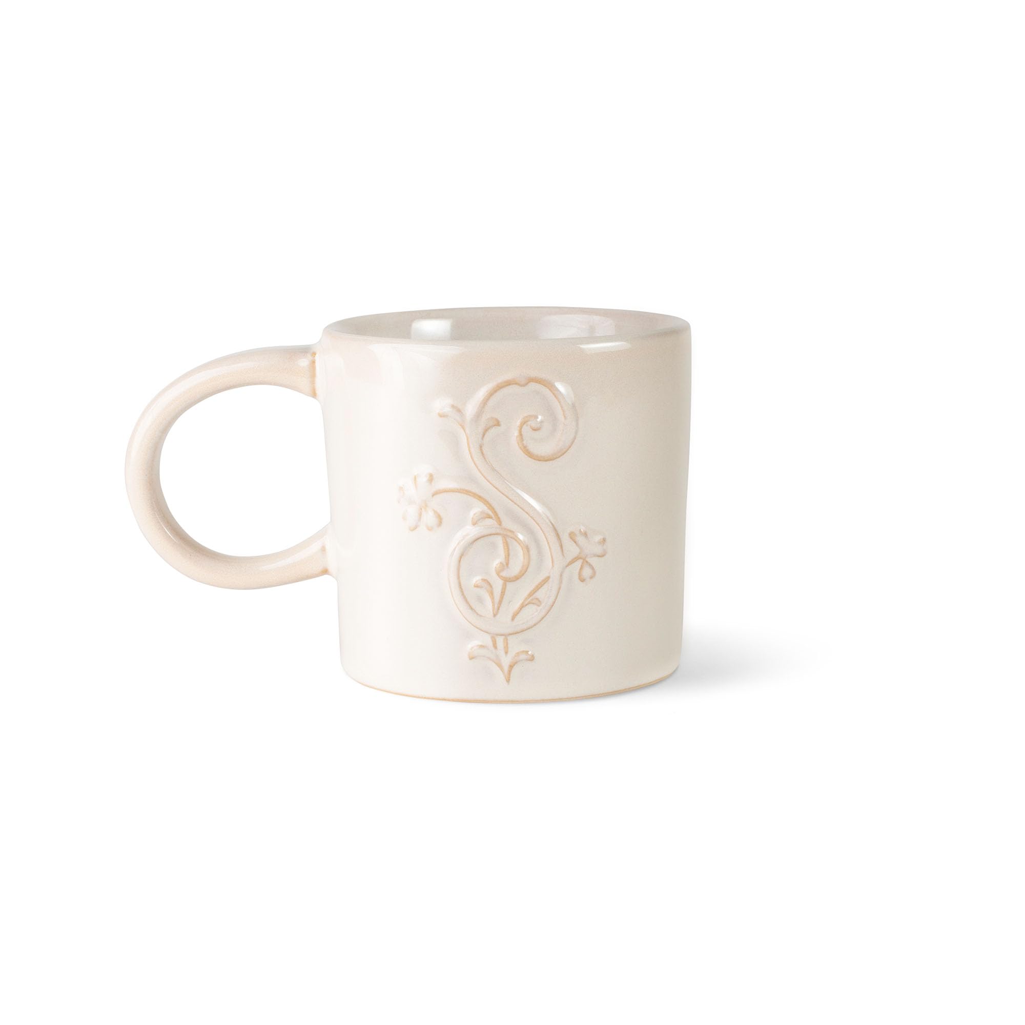 Fringe Studio Artisan Stoneware Mug, WHITE FLORAL S 3.75" DIA. X 3.5" H, 13 FL.OZ, Prairie Collection (335017)