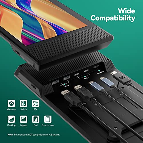 Kefeya Portable Touchscreen Monitor - 12.3" 1080P Gaming Monitor With Dual Speakers/Foldable Stand, Laptop Screen Extender With Ips Fhd For Switch, Xbox, Ps5, Portable Monitor For Laptop, Phone, Pc #TOP2