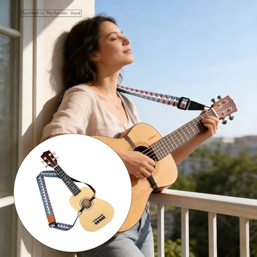 Image of Adjustable Ukulele Strap, No-Drill Ukulele Straps Adult Size, Easy to Use with Double J Hooks, Ukulele Accessories