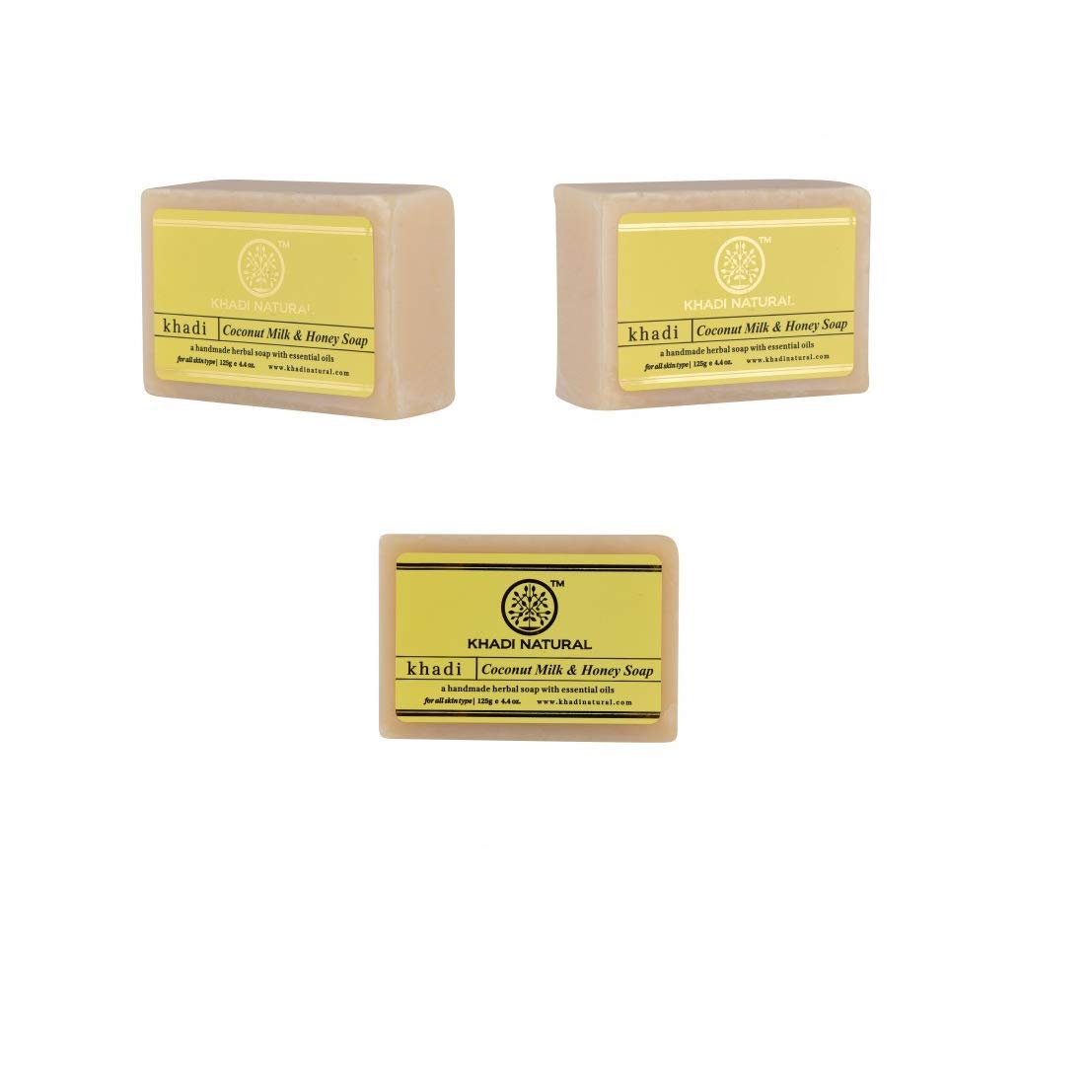 New Khadi Natural herbal Handmade Soap Set of 3125 gm each (New) (Coconut Milk & Honey Soap
