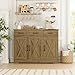 HOSTACK Modern Farmhouse Buffet Sideboard Cabinet, Barn Doors Storage Cabinet with Drawers and Shelves, Wood Coffee Bar Cabinet with Storage for Dining Room, Kitchen, Living Room, Rustic Brown