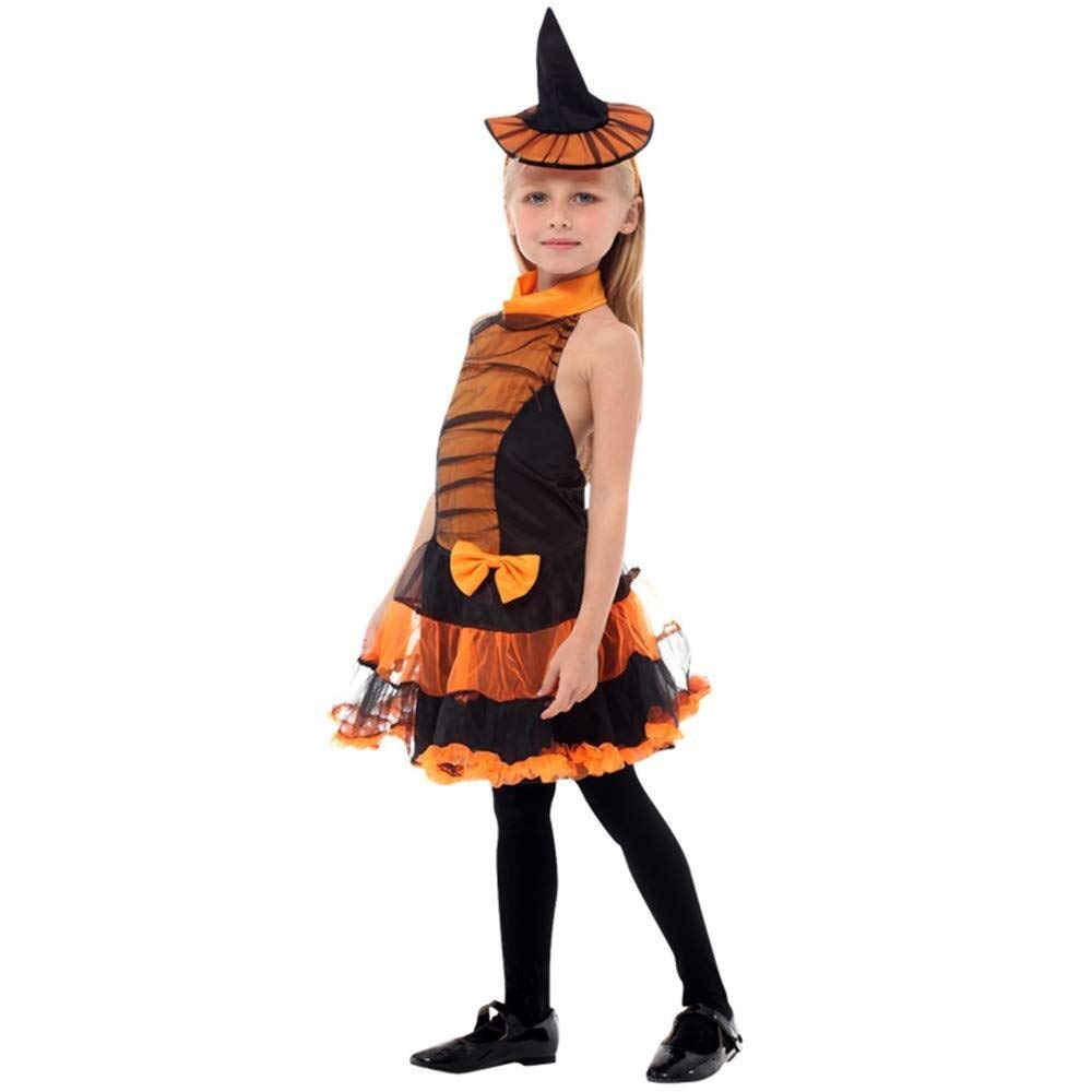 Wangqianli Halloween Dresses Little Girl Retro Little Witch Masquerade Cosplay Costume Set (Color : Medium)