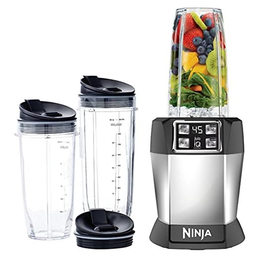 Ninja Nutri Personal Blender with 1000-Watt Auto-iQ Base to Extract Nutrients for Smoothies, Juices and Shakes and 18, 24, and 32-Ounce Cups (BL482)