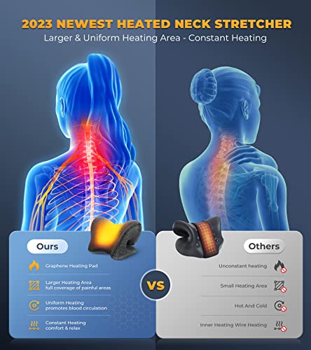 Deep Neck Pain Relief W/Conductive Magnetic Therapy Heated Neck Stretcher, Graphene-Tech Instant Heating Cervical Traction Device Pillow, Smart Control Neck Hump Corrector Relax Gifts For Tmj Migraine #TOP2
