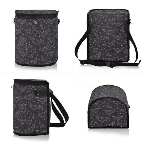 Image of MNSRUU Car Trash Can with Lid, Bats Stars Car Trash Bag Hanging Organizers and Storage for Front Back Seat, Leak-Proof Trash Bin