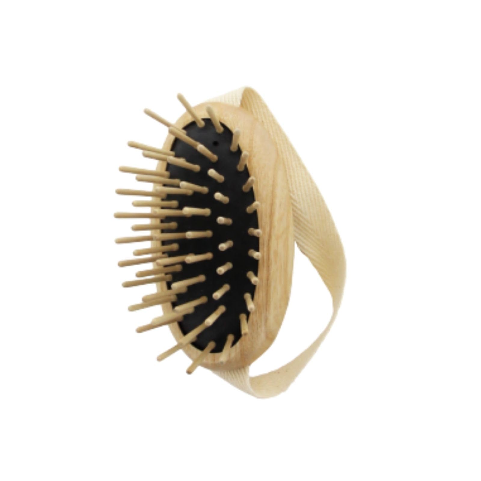 TEK – Brosse Anti-​Chute Massage Cuir Chevelu avec Sangle en Bois de Frêne – Fabriquée à la Main en Italie – Stimule la Croissance des Cheveux – Idéale Shampooings Soins – 8,​5x5 cm – Végan et Durable