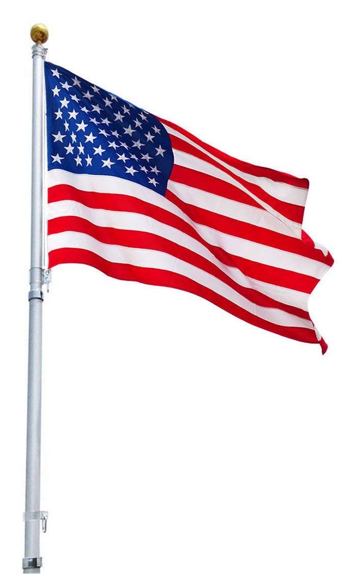 New 20Ft Aluminum Telescoping Flagpole Kit Outdoor Gold Ball + 1 US America Flag
