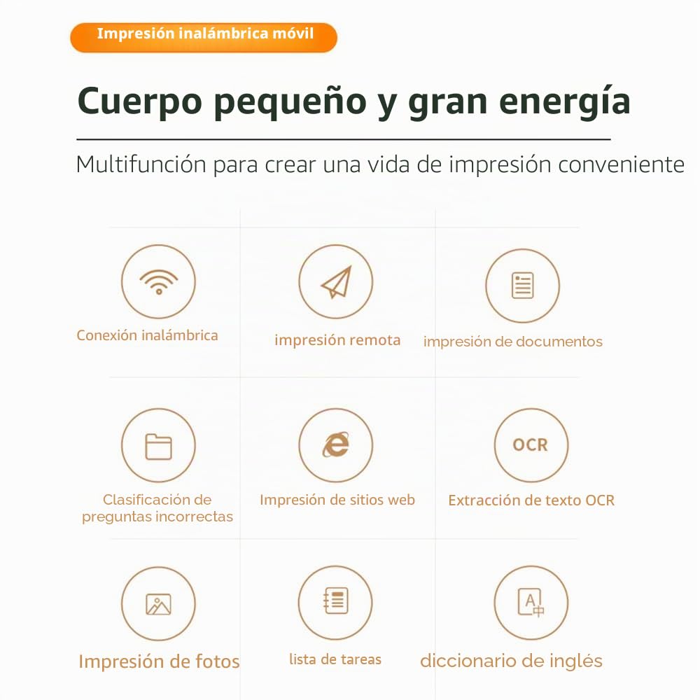 Jemora Impresora de Papel portátil A4 Impresión térmica Conexión inalámbrica BT Compatible con iOS y Android Soporte de Impresora de Fotos móvil 210 mm de Ancho para Viajes al Aire Libre Impresión de