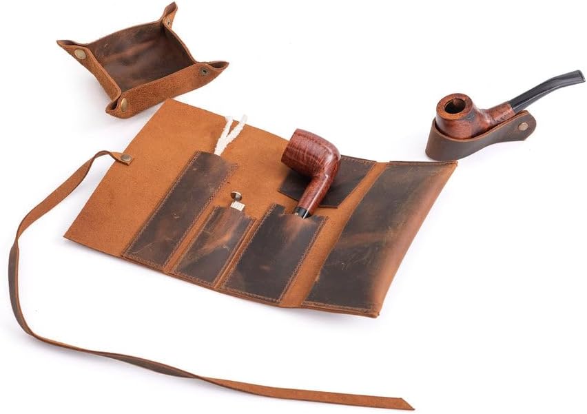 Tobacco Leather Mini Pipe Pouch: Handmade Pocketsize Pipe Bag for 1-Pipe