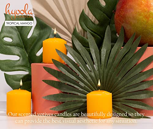 Image of HYOOLA Scented Votive Candles - Tropical Mango Votive Candles -12 Hour Burn Time - 9 Pack - European Made