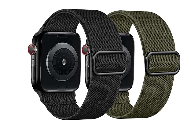 OXAI Stretchy Watch Band For Apple Watch 49mm 45mm 44mm 42mm for Women Men, Soft Nylon Elastic Braided Adjustable Strap for iWatch Ultra SE2|SE Series 8 7 6 5 4 3 2 1 [Pack of2][WATCH NOT INCLUDED]