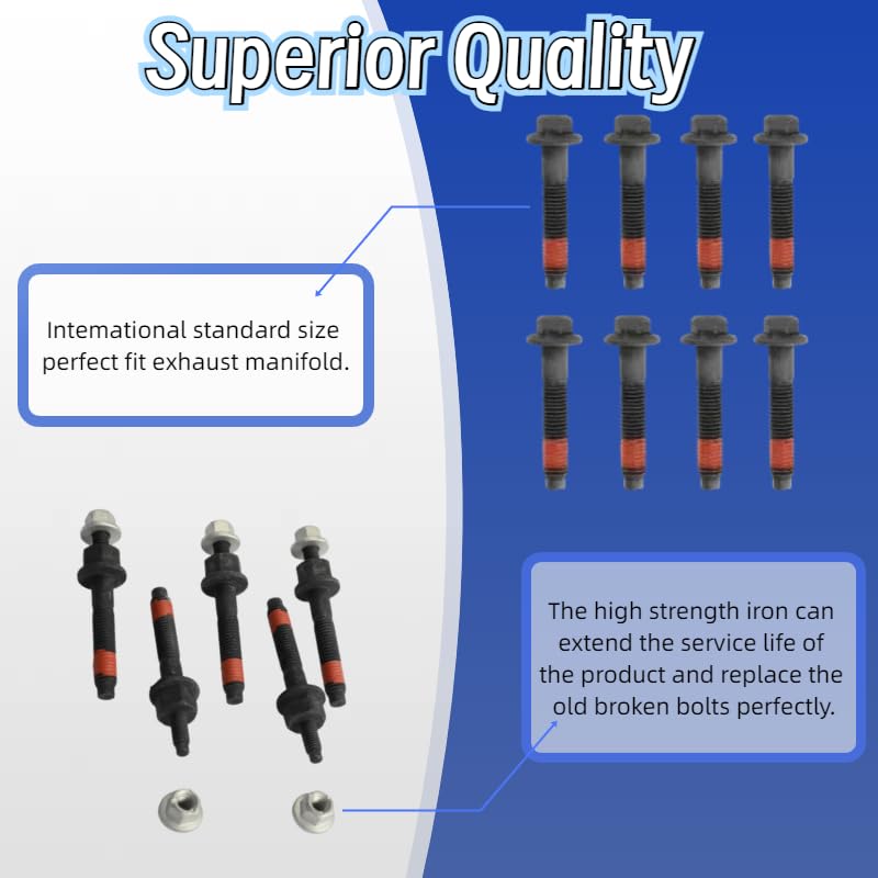 Image of Exhaust Manifold Gasket with Bolt & Nuts Set fit for Dodge Ram 1500 2500 3500 Jeep Charger Grand Cherokee 5.7L V8 2009-2020 6507746AA 6505316AA