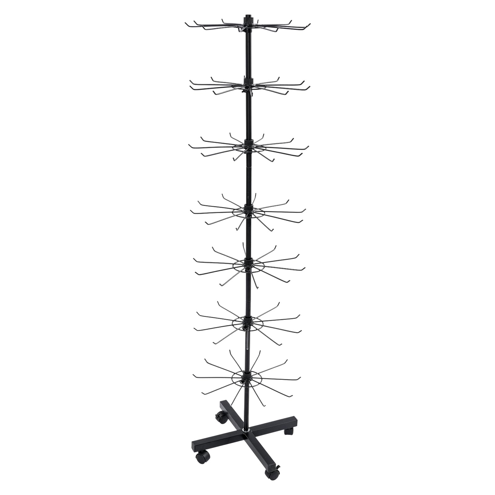 Modern 7-Tier Jewelry Display Stand, Rotating Retail Counter Display Rack for Bracelets, Earrings, Necklaces, Black Metal Showcase Shelf for Stores, Boutiques, Craft Fairs, Sellers & Organizers