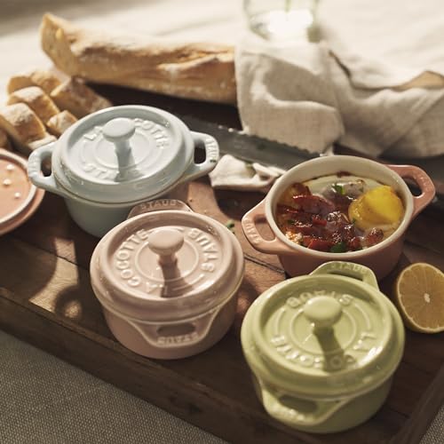 STAUB-Stoneware-Ceramic-6-pc-Mini-Round-Cocotte-Set-Macaron-Pastel-Colors