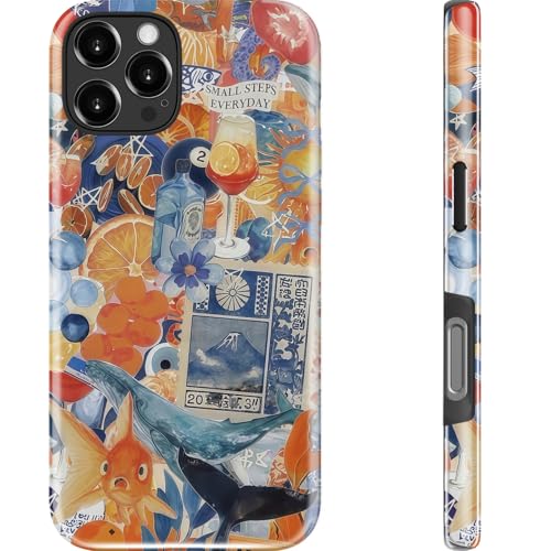 DEENAKIN Cute Case for iPhone 16 Pro Max,Preppy Floral,Wireless Charging