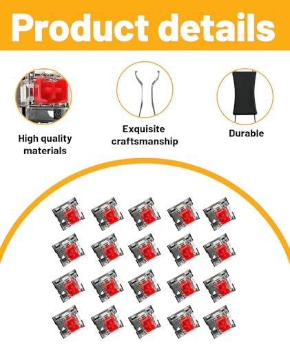 Image of 20 Pack Red Switches, Mechanical Keyboard Switches, Linear 45G Force, Dustproof Hot-Swappable, with 1 Switch Puller, for Gaming and Office Typing