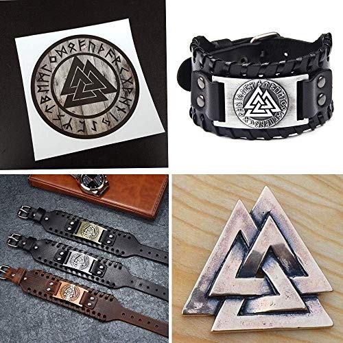 Image of GelConnie Viking Bracelet Punk Leather Cuff Bracelet Gothic Leather Wristband Bracelet with Nordic Amulet Scandinavian Talisman Celtic Pagan Jewelry