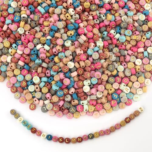 Juego de 1260 cuentas de letras multicolores, A-Z, cuentas de alfabeto de colores para hacer joyas, pulseras, collares, manualidades
