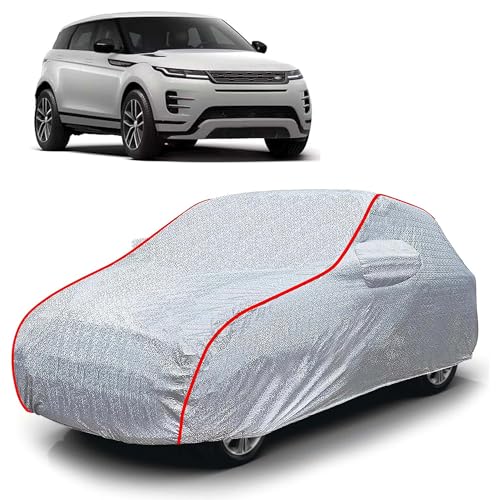 Image of Sulfar 100% Waterproof Car Body Cover Compatible with Mirror for Land Rover Evoque (Triple Stitched, Full Bottom Elastic, Magic Silver with Red Piping)